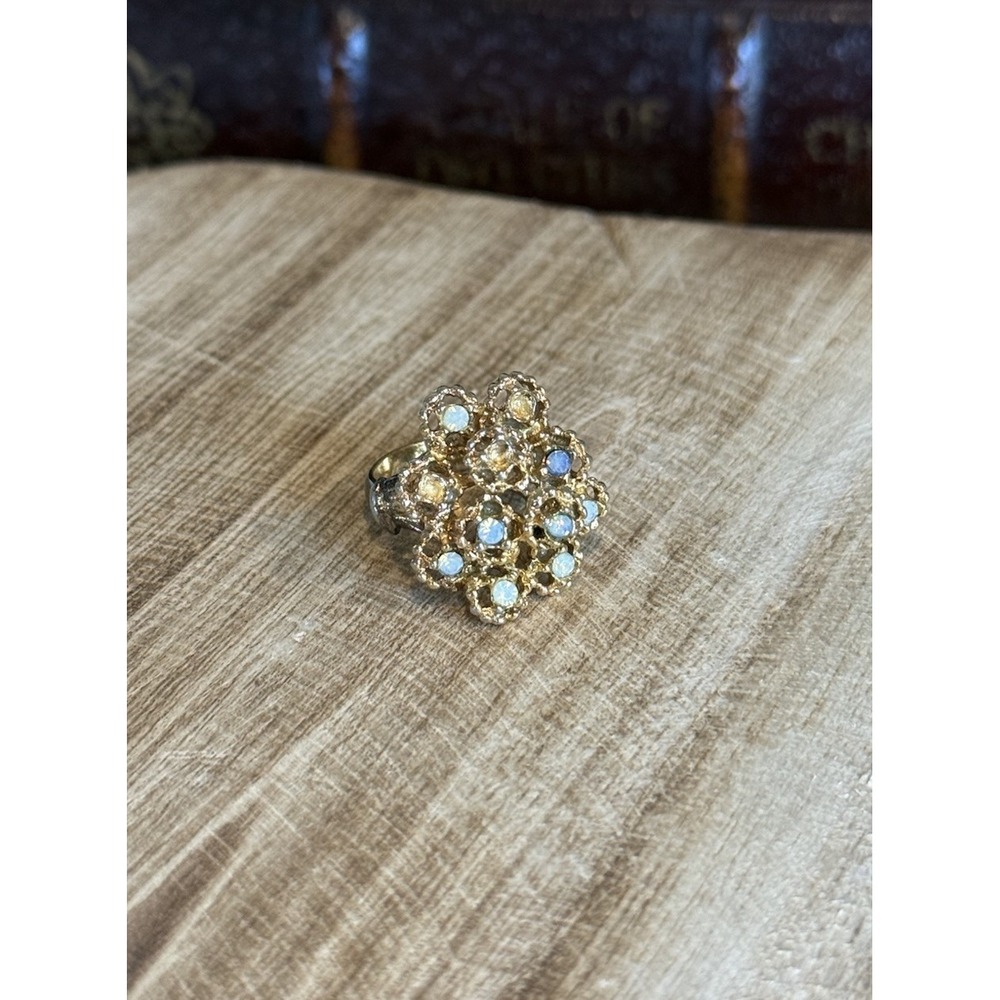 Vintage ESPO‎ Joseph Esposito Opalescent Glass Cocktail Ring 18K HGF Size 5.75